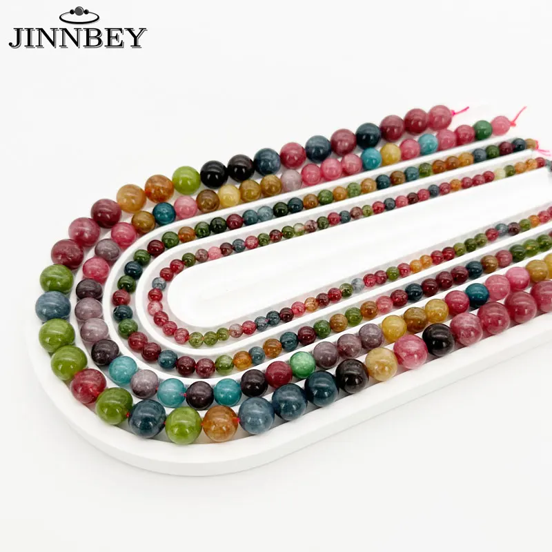 Multicolor Tourmaline Chalcedony Loose Bead For Handmade Necklace Bracelet DIY Making Jewelry Material Accessories