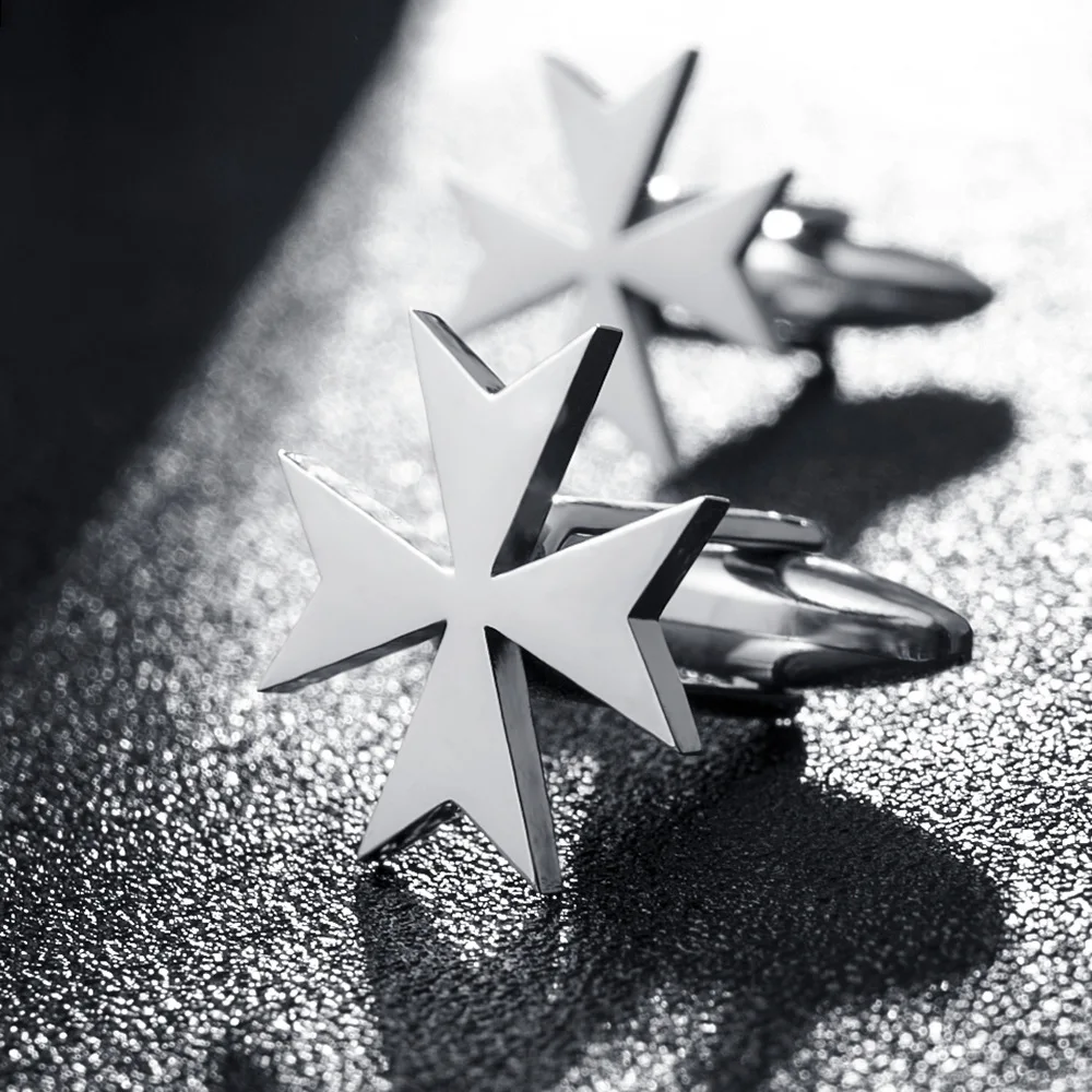 أزرار أكمام صليب مالطي للرجال من الفولاذ المقاوم للصدأ قميص الكفة الفرنسية ملحقات أزرار بدلة زفاف العريس