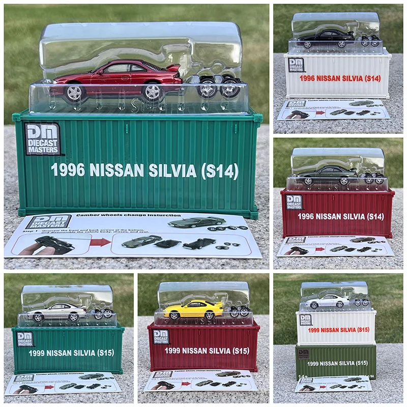 New DM 1:64 container car DieCast Master1999 Nissan Silvia S14 S15 alloy car model in stock Child Collection toy gift