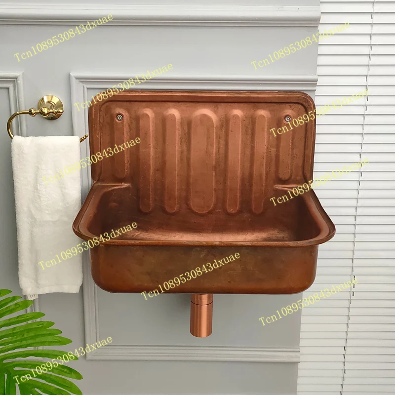 

European Wash Basin Retro Bronze Plating Nostalgia Hanging Basin Bathroom Sink Model Room Wash Kitchen Balcony