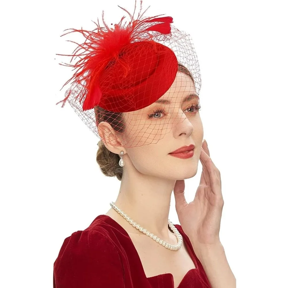 

New Elegant Felt Fascinator Hat Fishnet Veil Small Wave Point Decor Bridal Cocktail Headwear Wedding Veil Hat Bride Headwear