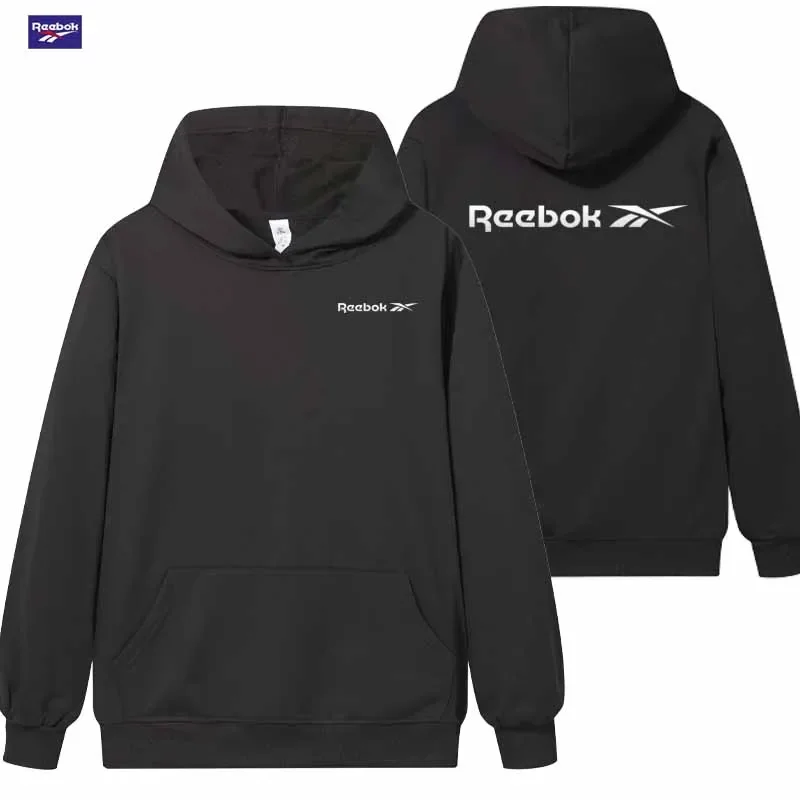 Reebok Unisex Solid Color Hooded Pullover, Relaxed Fit, Fashion Personalized Sportswear for Outdoor Walking