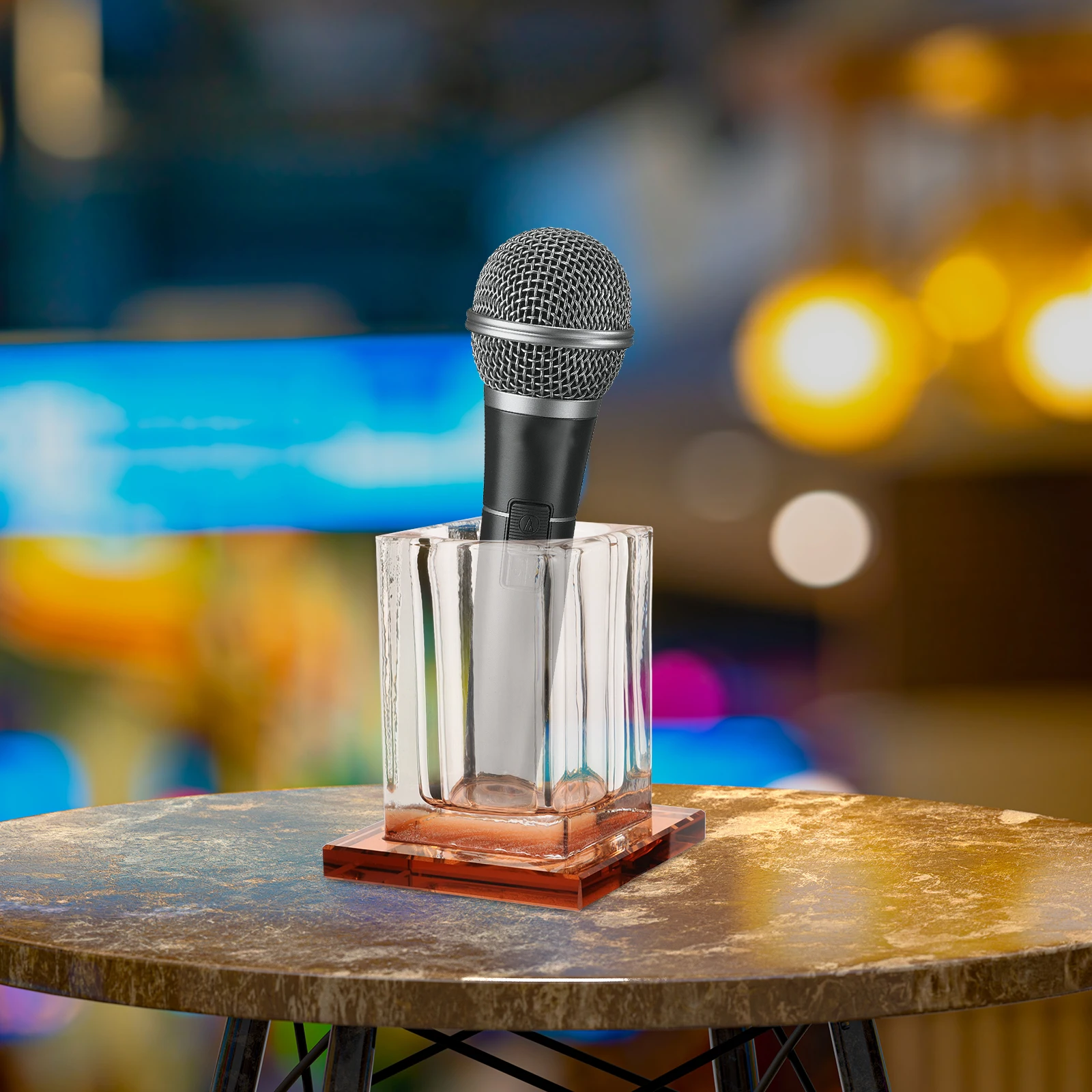 

Acrylic Microphone Stand Desktop Holder Stable Base Universal Bracket Tabletop Wireless Single White Mic Accessories Portable