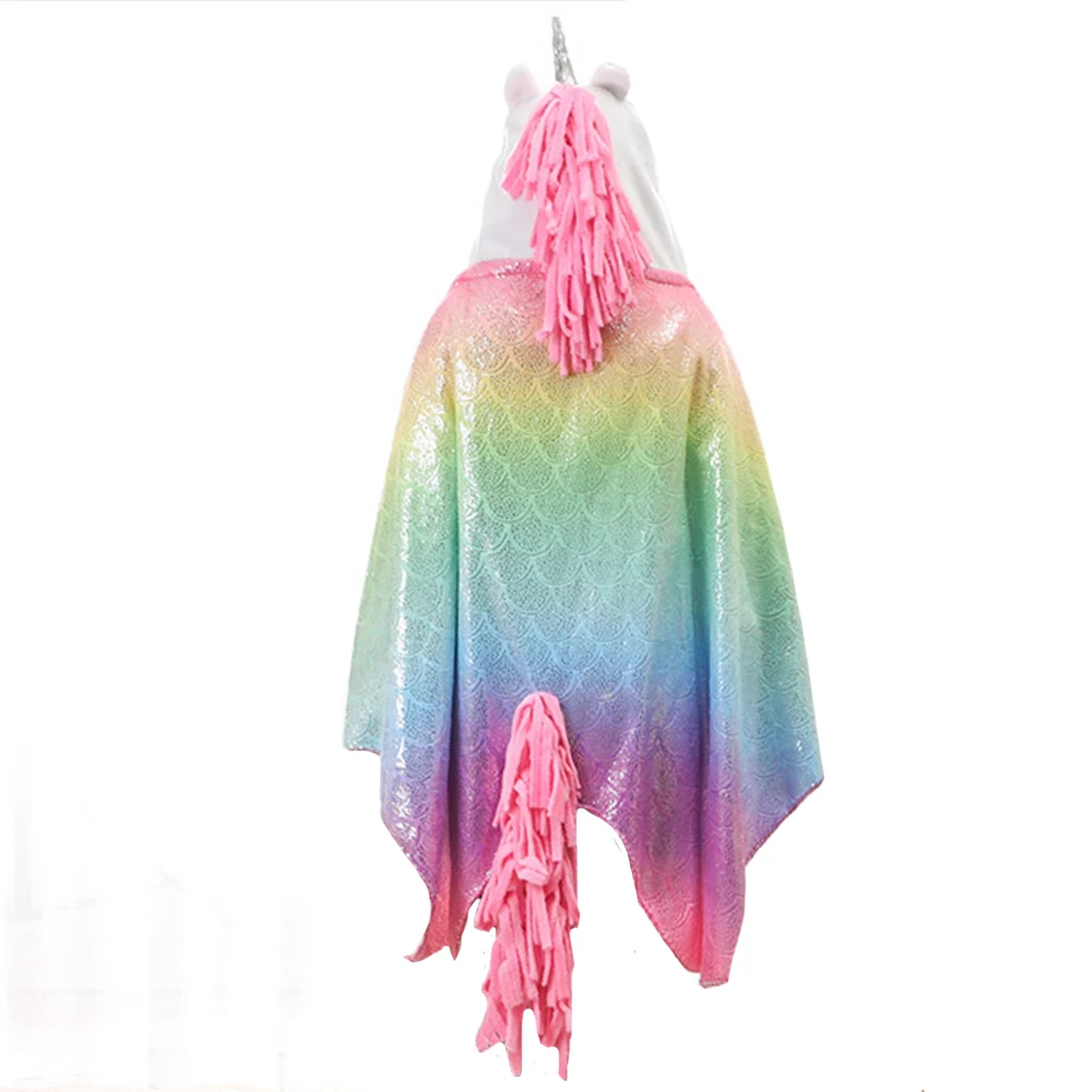 

Unicorn Shawl Cape Blanket Flannel Material Warm Comfortable Kids Party Fashion Colorful Wrap Cardigan Sweater