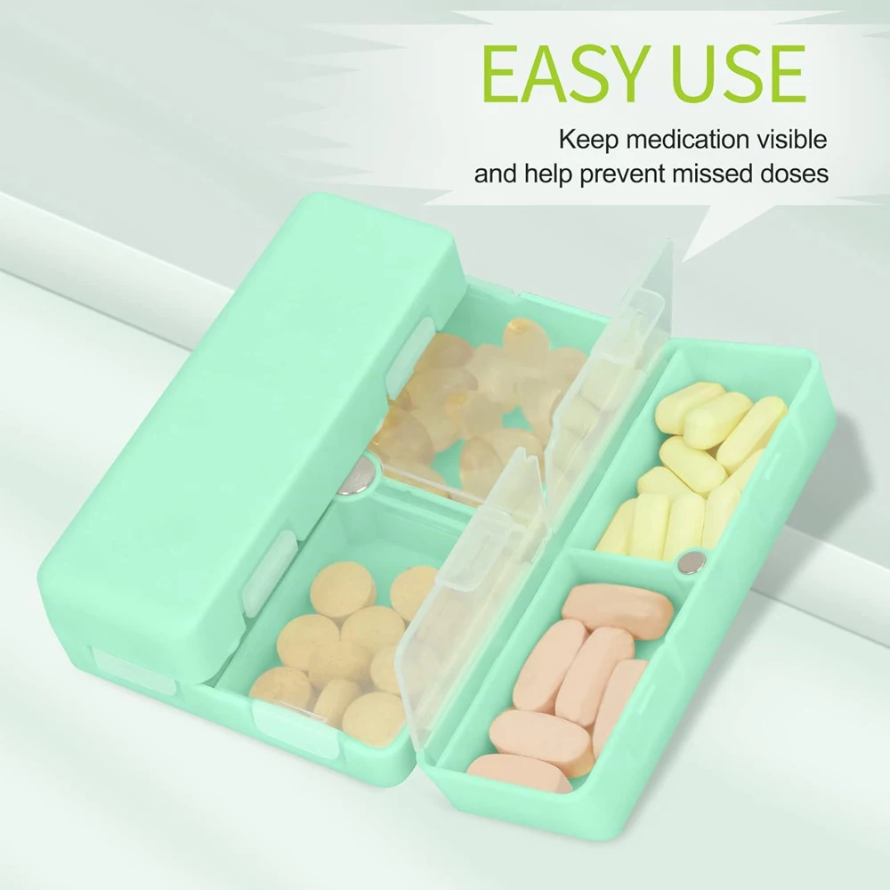 1Pcs Magnetic Foldable Pill Organizer,7 Compartments Portable Pill Case,Weekly Pill Organizer for Vitamins,Cod Liver Oil