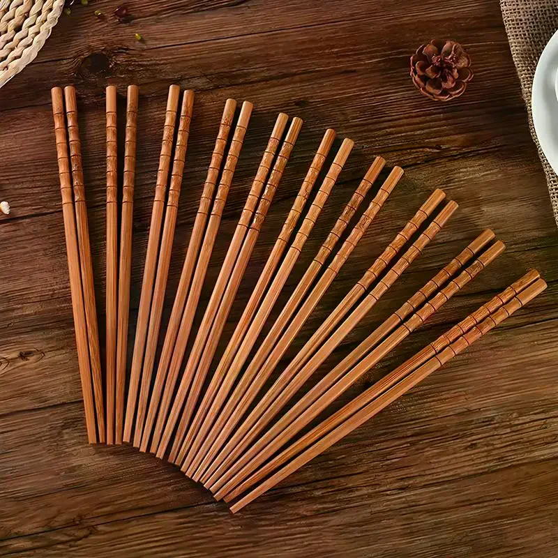 Natural Bamboo Wood Carbonization Chopsticks Reusable Bamboo Joint Chopstick Chopsticks Healthy Chinese Dinnerware 10/50 Pair