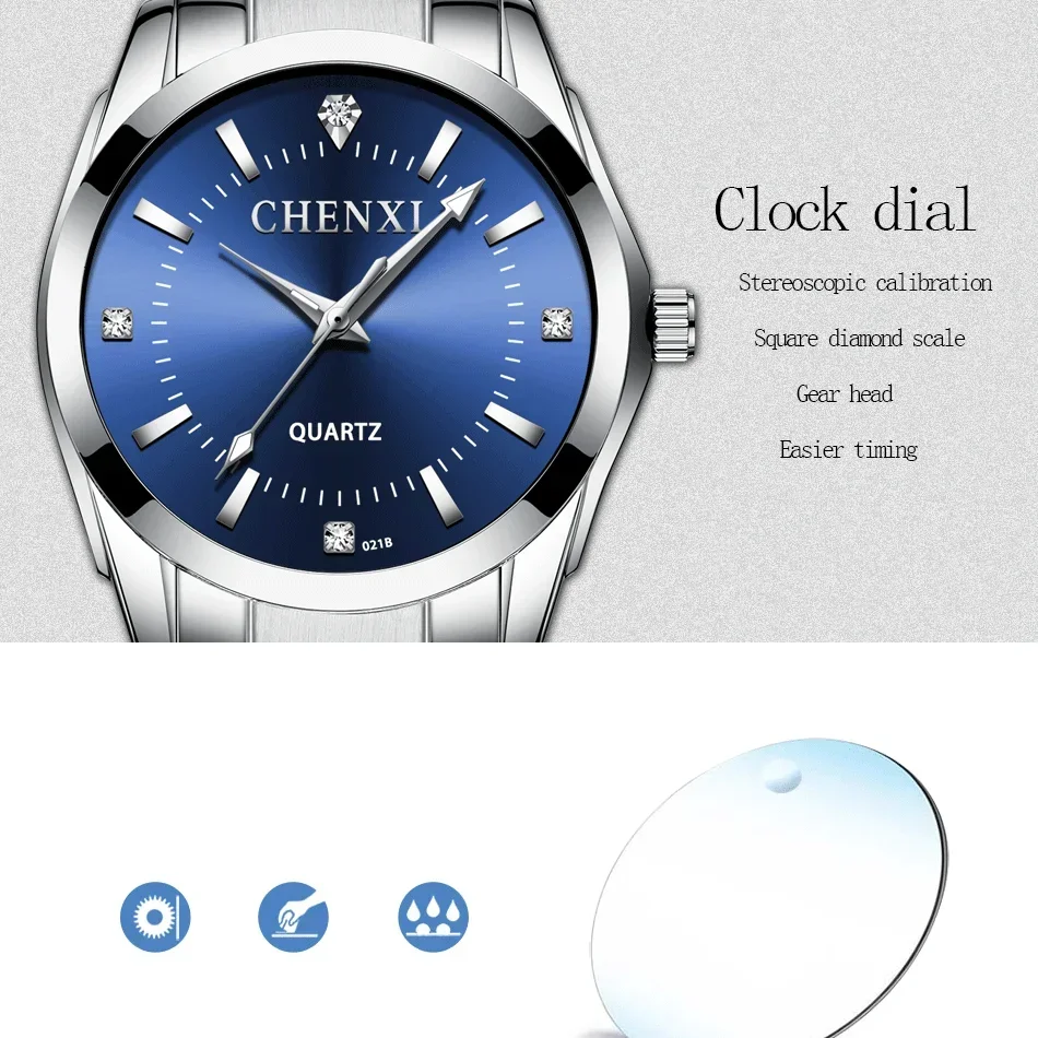 CHENghts-Ensembles de montres étanches en acier inoxydable pour hommes et femmes, montre-bracelet simple et décontractée pour couples, marque originale, 021