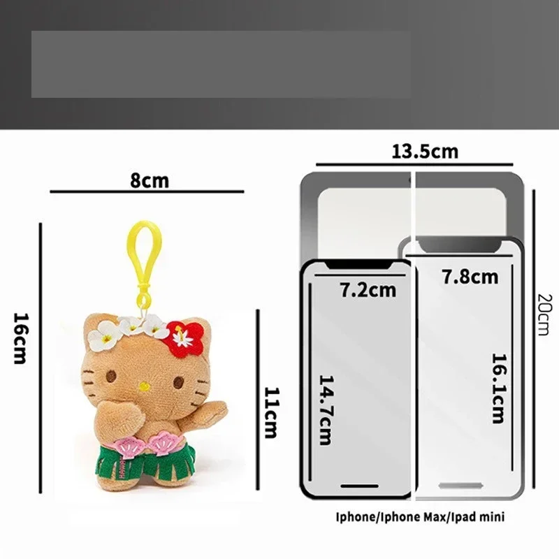 Anime Sanrio Hello Kitty Kuromi Plush Dolls Filled Keychain Dark Skin Hawaiian Series Cartoon Plush Toys Bag Pendant Charms