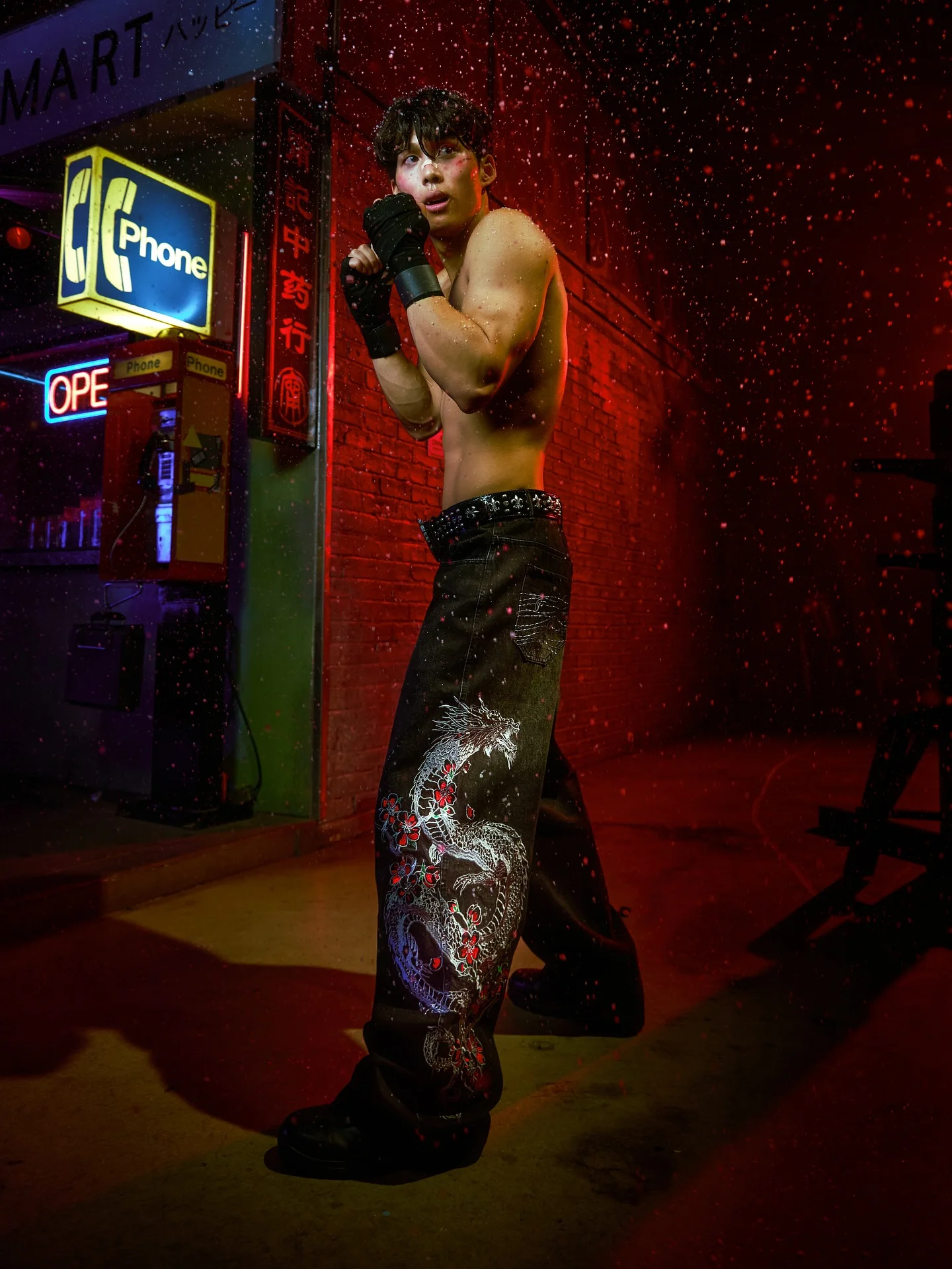 Y2K Street Gothic Baggy Jeans Womens Dragon Cherry Blossom Embroidery Oversized Vintage Wide Leg Pants Rebellious Style