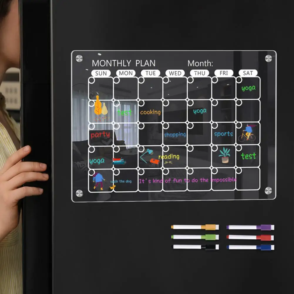 Acrylic Magnetic Calendar Fridge Calendar Whiteboard Magnetic Calendar Whiteboard Acrylic Dry-erase Refrigerator Family Monthly