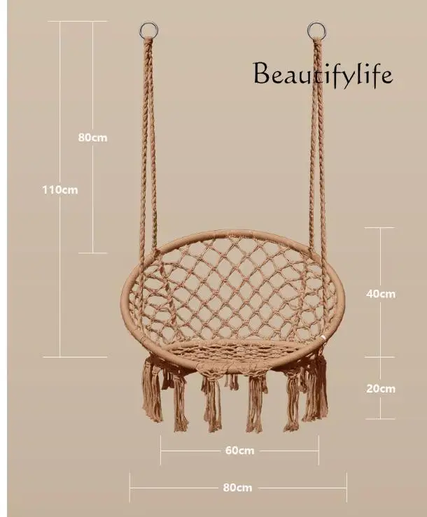 Nordic outdoor courtyard hanging basket fringed hanging chair household dormitory lazy chair adult balcony swing