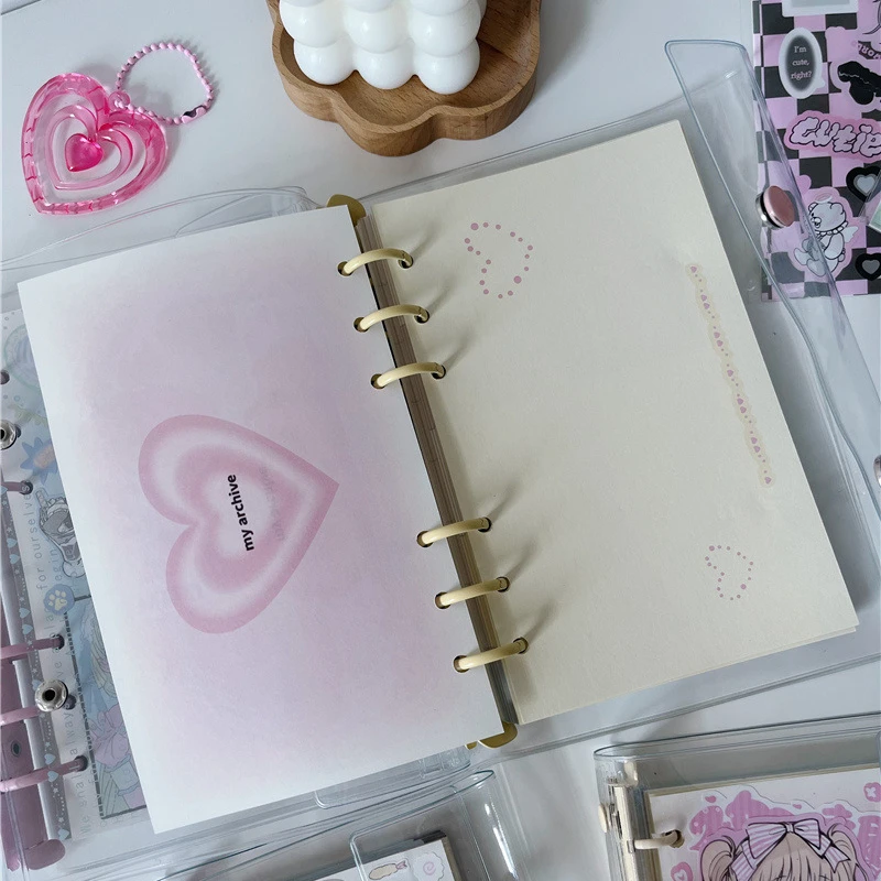 Cuaderno transparente de estilo coreano, carpeta de hojas sueltas Kawaii, organizador de Agenda, papelería escolar, A6/A7