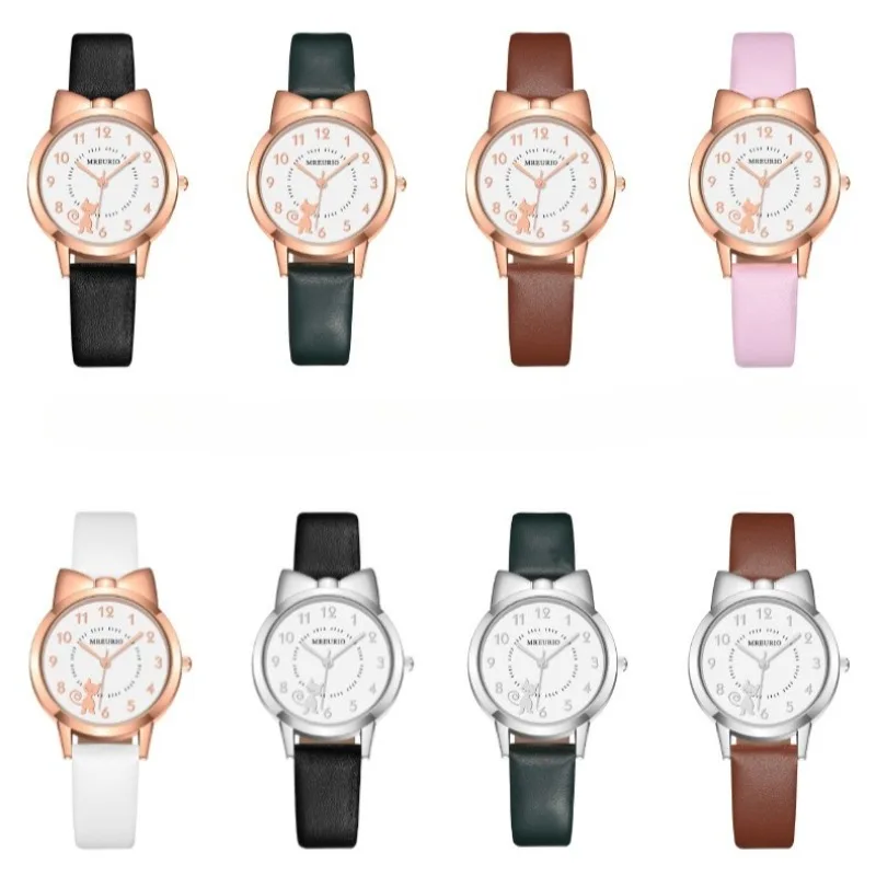 Модные детские часы с цифровым циферблатом, комплект детских часов с кожаным ремешком, кварцевые часы, детские часы для девочек, детские часы Reloj Mujer