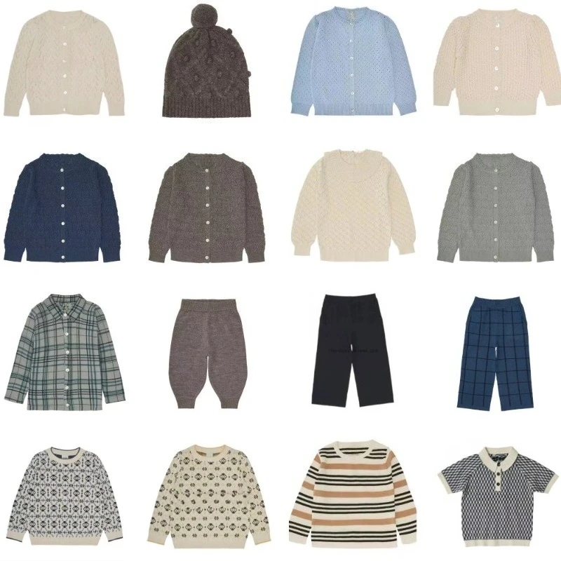 OUYANG&IVAN Special Price Girl Knitted Sweater Pants Set Boy Top for Spring Autumn Jumper Children's Cardigan