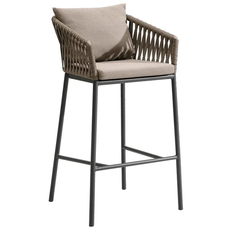

rattan back bar chair aluminum alloy outdoor high foot creative rattan art, bar chair, bar stool modern simplicity