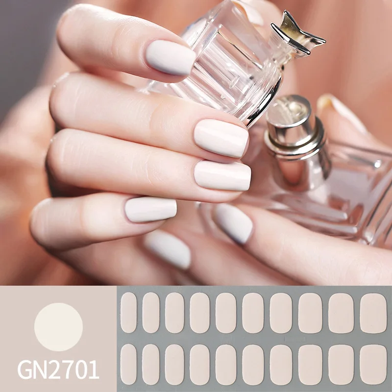 Ins Fashion Gel Nail Stickers para Mulheres, Não Precisa de Lâmpada UV, Unhas Francesas Completas, Tiras Patch, Sliders, Adesivo, Decorações Impermeáveis de Unhas