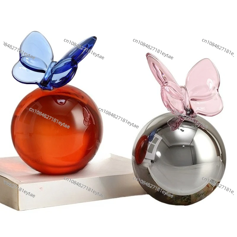 Geometric Butterfly Crystal Glass Ball Ornament - Home Decor Planet Sphere Figurine
