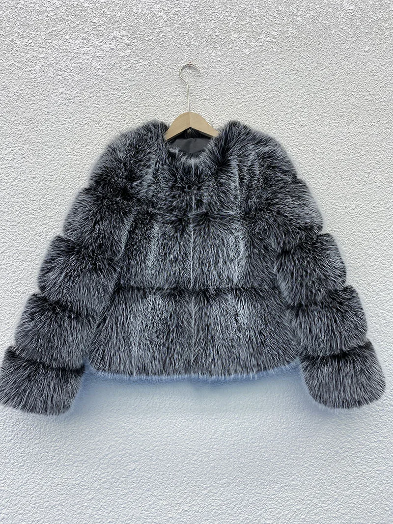 Women Faux Fur Short Coats Thick Warm V Neck Casual Furry Jackets Cardigan Long Sleeves Streetwear Autumn Outwear Winter 2025