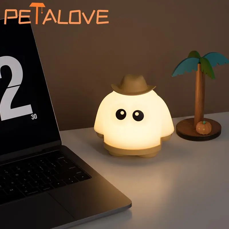 Ghost Night Light USB Charging Timer Automatic Light Off Room Decoration Interesting Doll Toy Study Read Playmate Kids