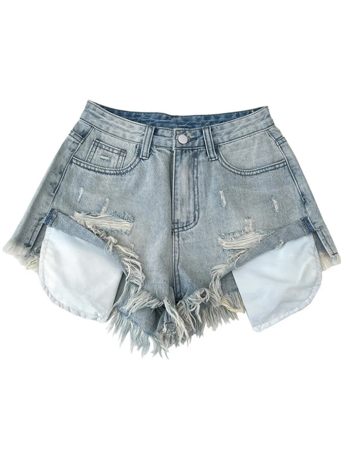 Women's High Waisted Distressed Denim Shorts Y2K Frayed Hem Ripped Jeans Shorts Summer Colorful Streetwear Hot Pants