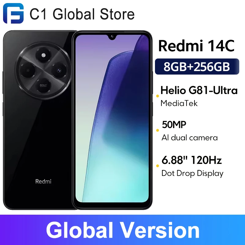 Xiaomi Redmi 14C Global Version  Smartphone MediaTek Helio G81-Ultra 50MP AI Dual camera 5160mAh 6.88