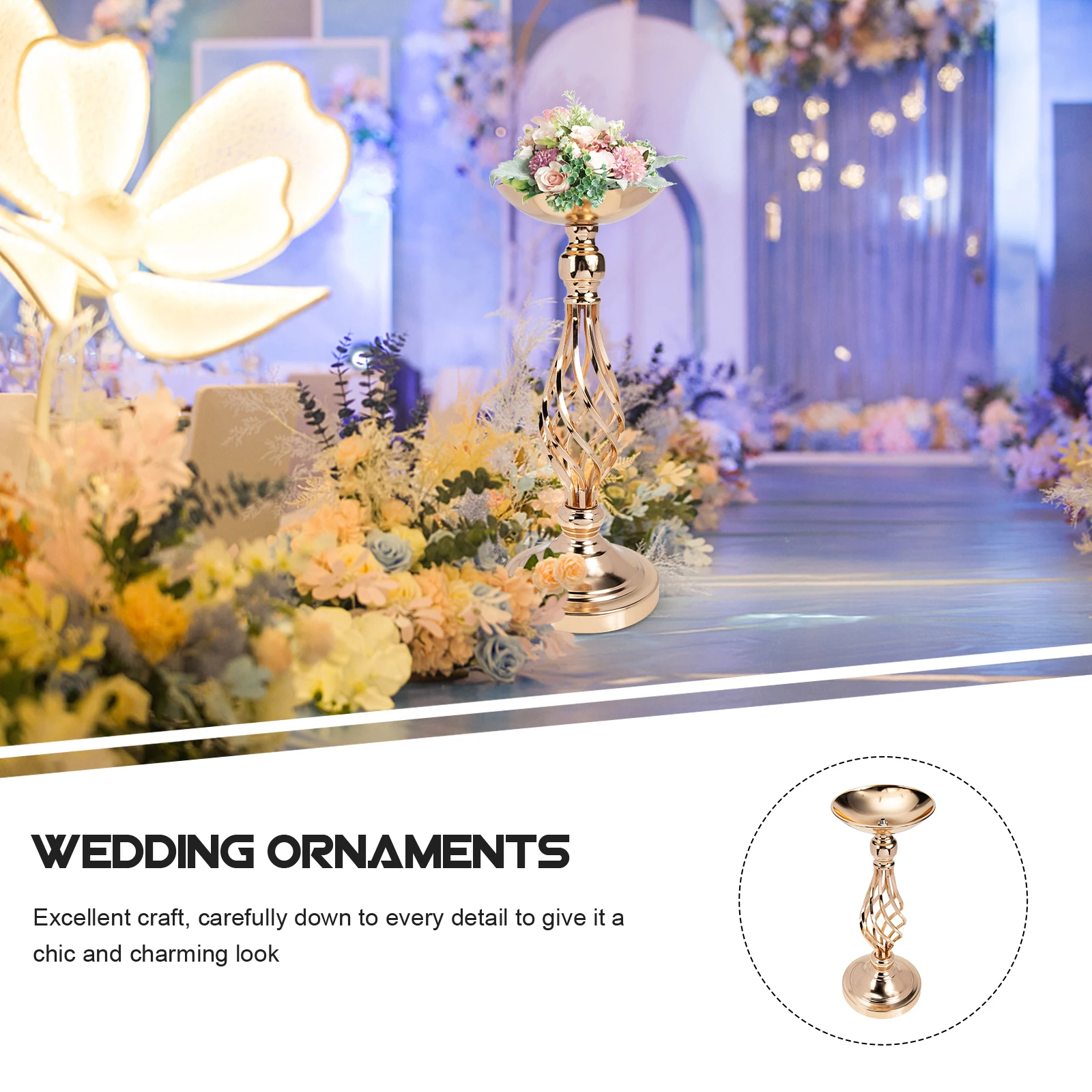 

Golden Wrought Arrangement Decorative Centerpiece Wedding Party Table Iron Material Desktop Holder Iron Vase Flower Vase
