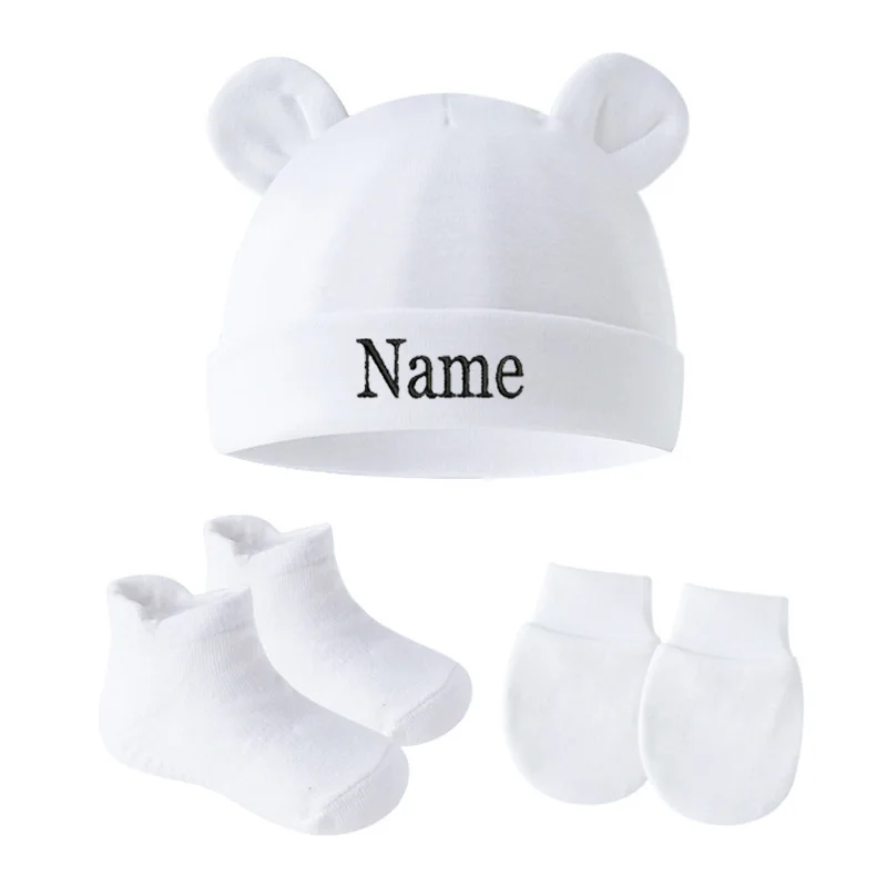 Personalized Baby Teddy Bear Hat For Boys And Girls, Cute Pullover Hat For  Newborns, Super Cute Gloves, Socks Set