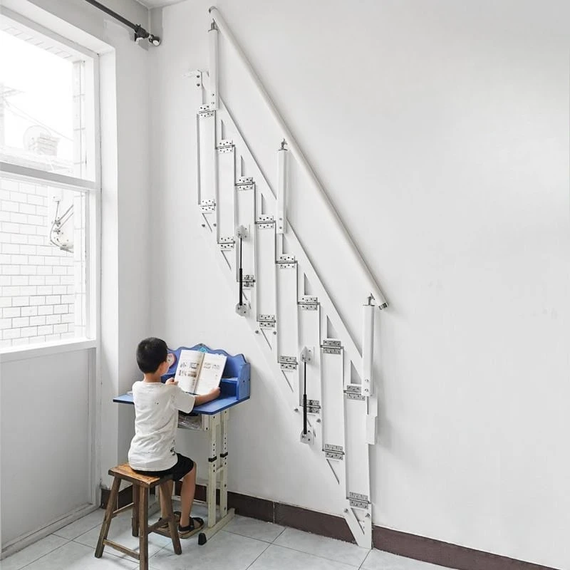 

Ladder against wall, duplex, push pull, household, indoor, stairs, attached to wall, folding