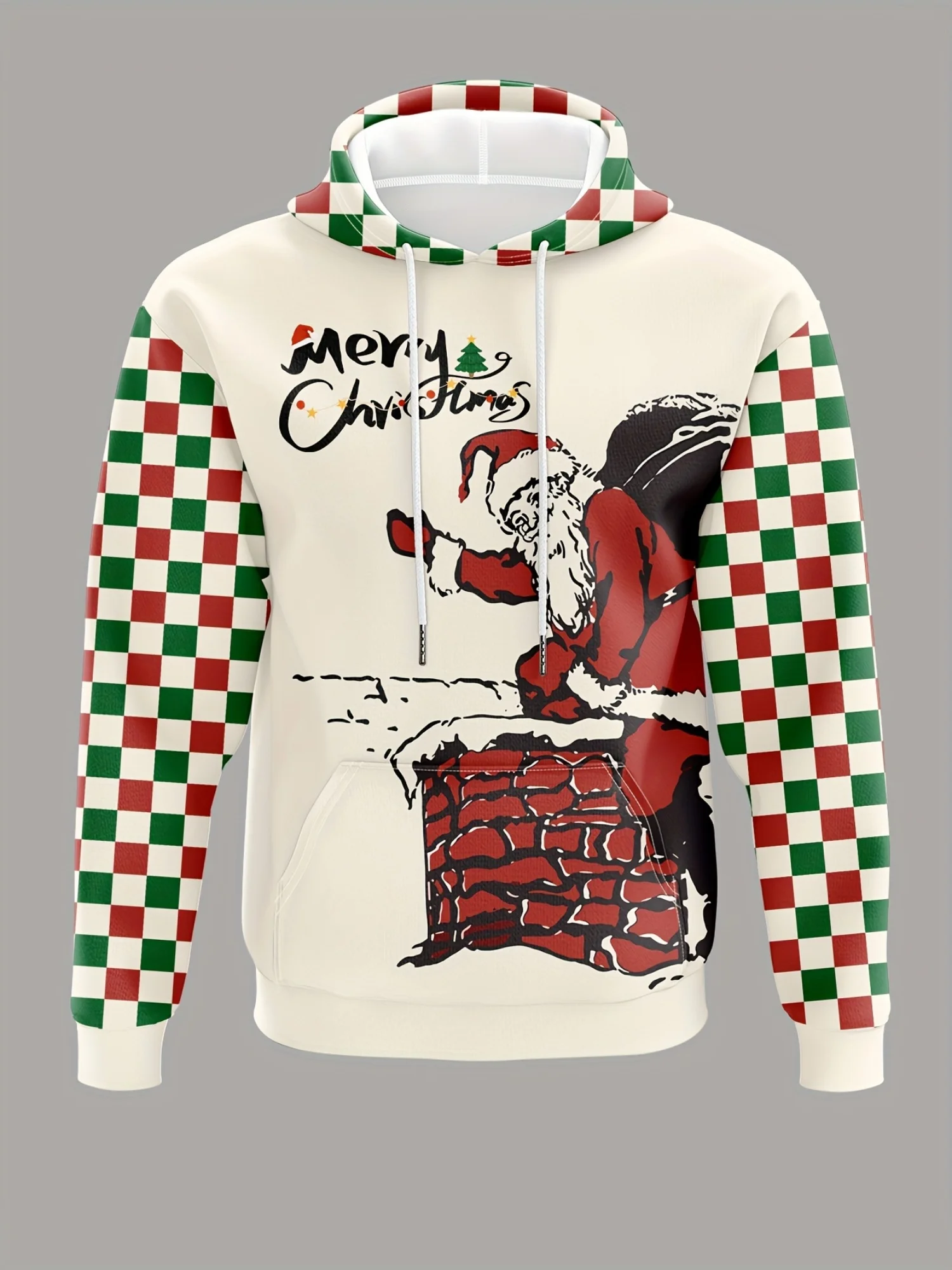 

Men's Hooded Christmas Theme Santa Claus Printed Sweatshirt Autumn And Winter Drawstring Long Sleeve Streetwear Tops Men Clothes