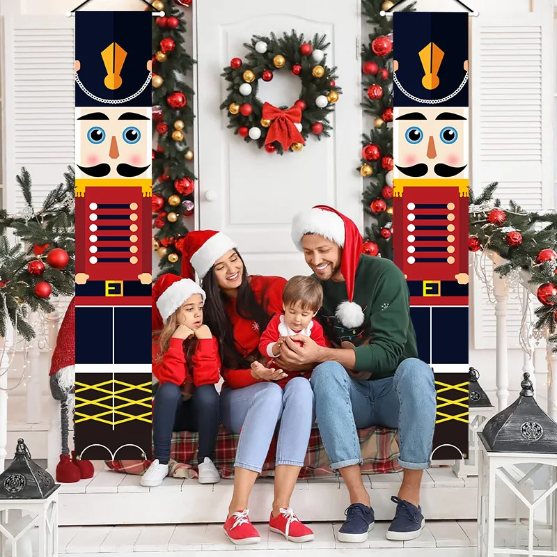 1 Pair Nutcracker Soldier Door Banner Decor Christmas Decoration For Home 2024 Xmas Hanging Ornaments Navidad Noel Gift New Year