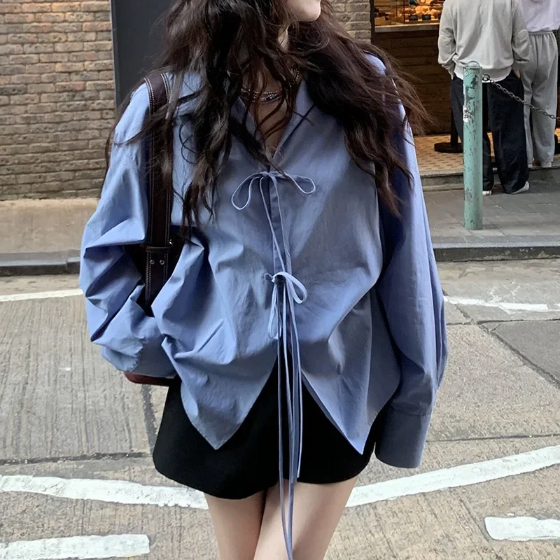 

Sweet Style Women French Vintage Blouse Bow Tie Stand Collar Elegant Top Spring New Design Chinese Origin