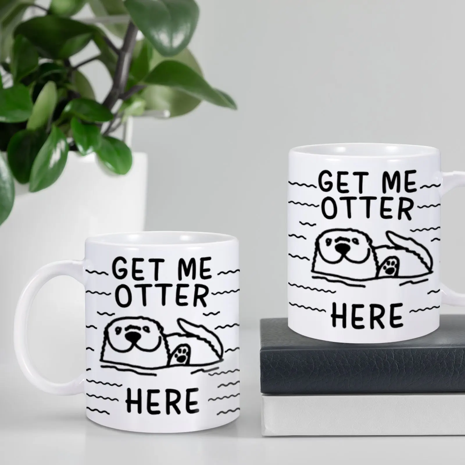 Funny Coffee Mug 11 oz Ceramics Mugs Get Me Otter Here Personalized Water Milk Cup for Bestie Friend Coworker Coffeeware Teaware