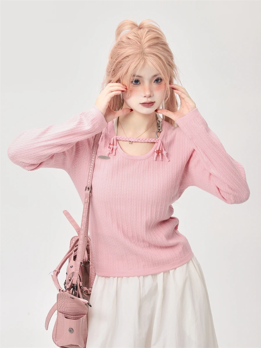 

Slimming Long Sve Knitted Top Women's Base Layer irt Sli Design Early Spring Faion Soft Korean Sle Commute Wind