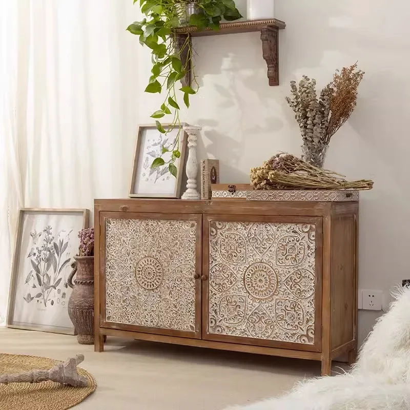 American country retro chest bedroom living room against the wall multi-functional old storage