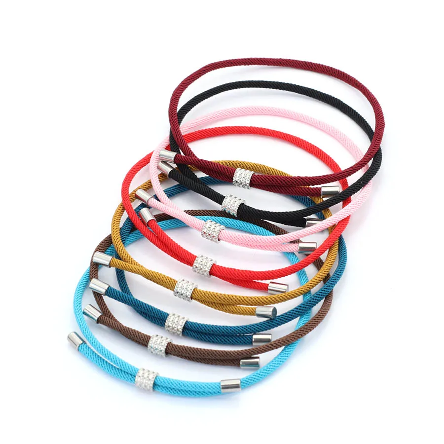 Simple Grade A 3mm Rope Bracelet Men Women Multicolor Available Handmade Knitted Silvery Adjustable Cord Braclet Leisure Jewelry