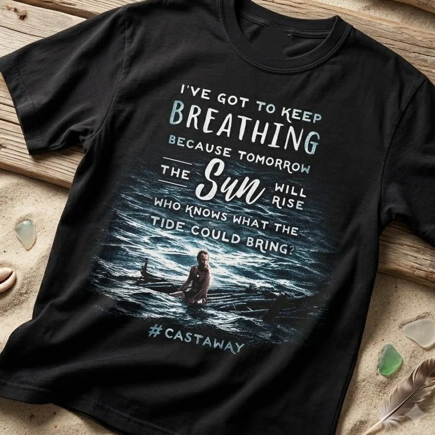 Cast Away Tomorrow The Sun Will Rise Quote Graphic T-Shirt Cotton Men Women Streetwear Tee