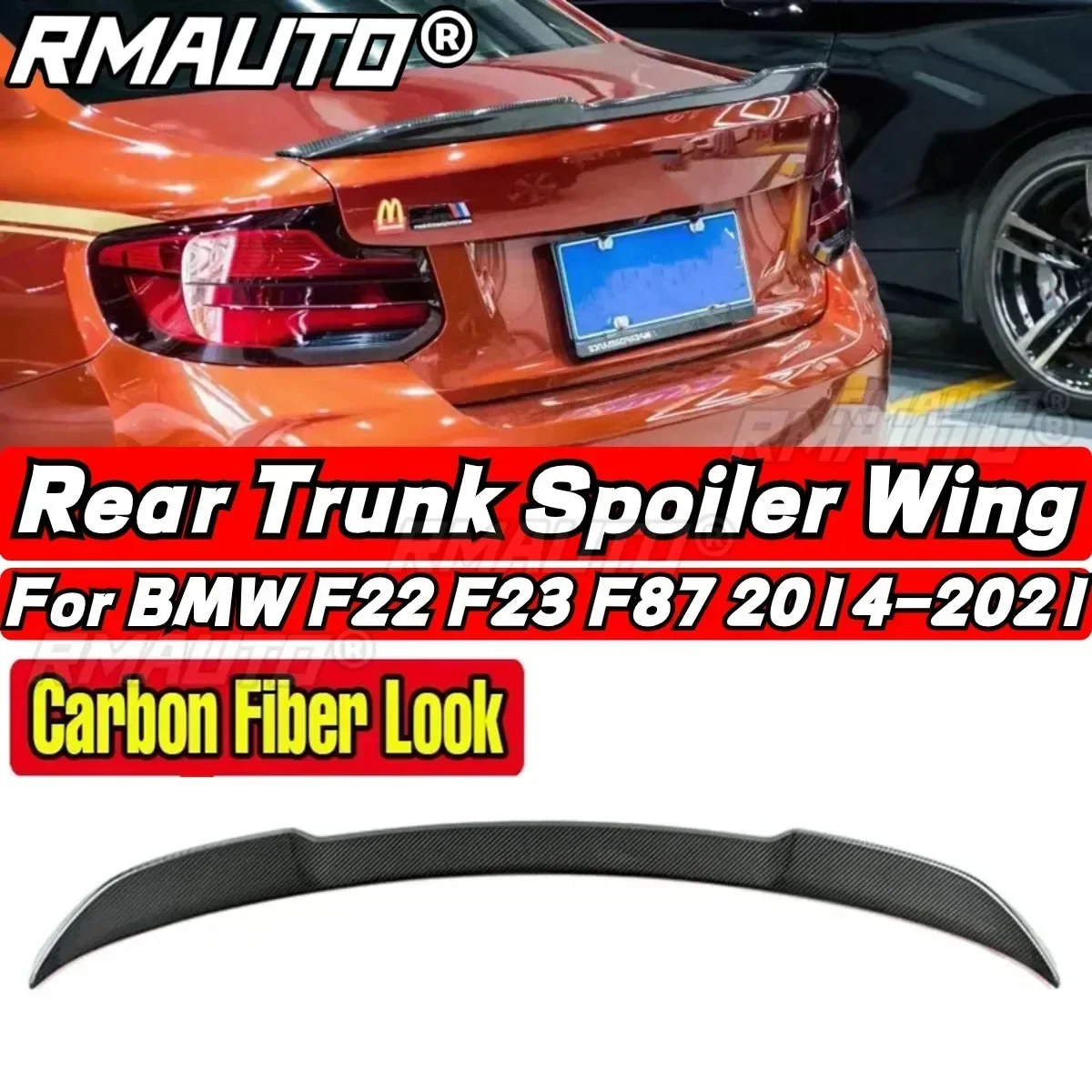 Car Rear Trunk Spoiler Real Carbon Fiber Car Rear Spoiler Wing Body Kit For BMW 2 Series F22 F23 F87 Car Accessories