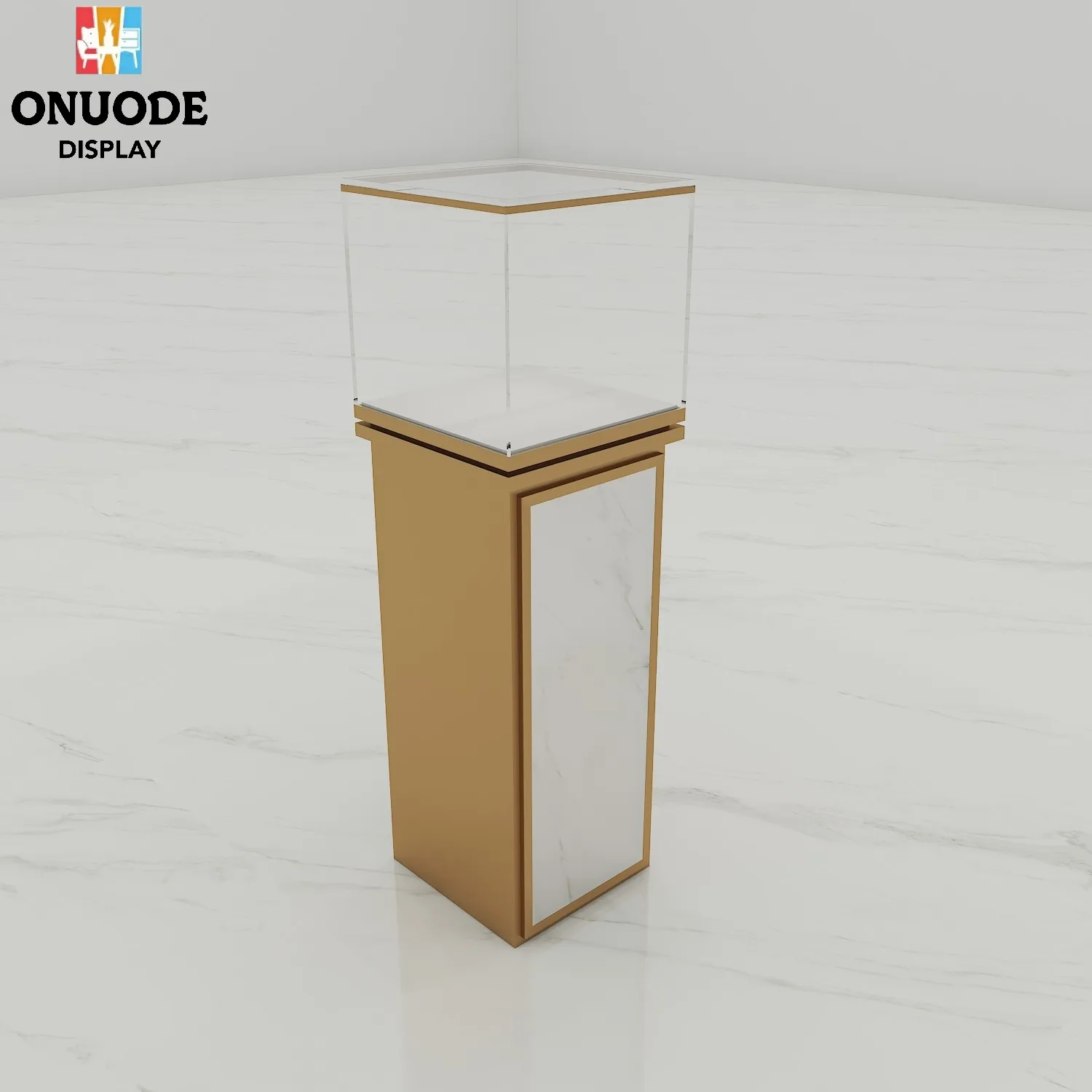 Custom.High-end Small Jewelry Display Stand Custom Corner Tower Jewelry Showcase Glass Case White Jewelry Window Display Cabinet