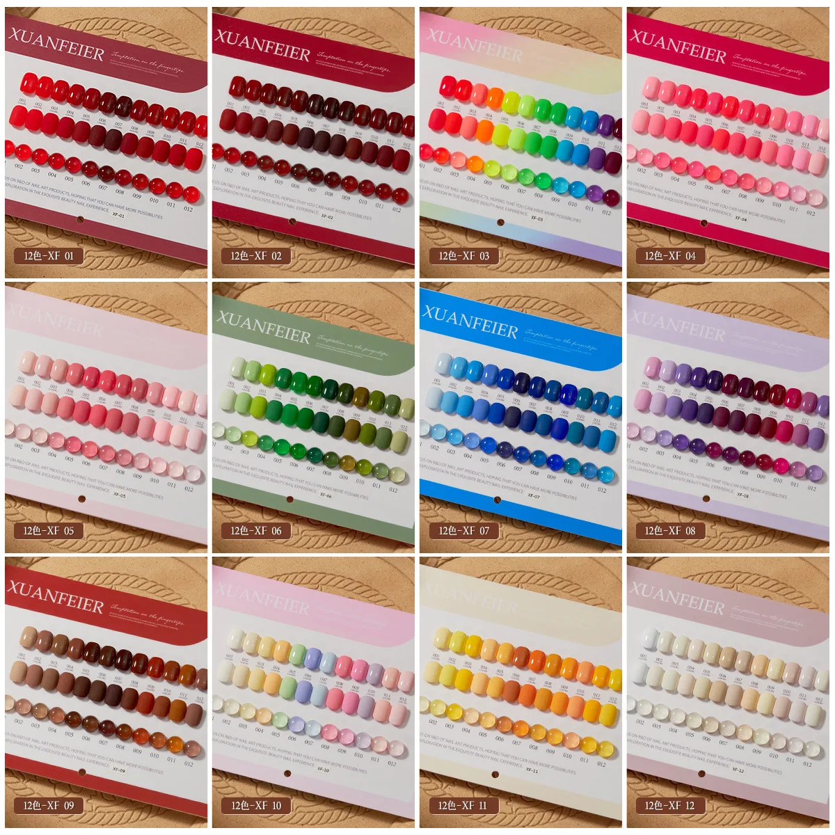 12 Colors 15ml Gel Nail Polish HEMA FREE Red Pink Colors Soak Off UV LED Semi Permanent Gel Varnishes Texture Nail Art Manicure