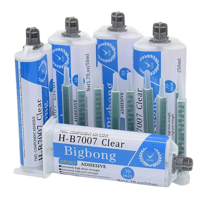 10pcs Static Mixing Nozzles with 5pc Adhesive Epoxy Resin Glue 50ml Strong Adhesives 1:1 Two Component Transparent AB Glues Set