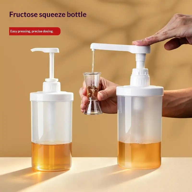 1 Stück Küchen-Honigbehälter 5-30 ml Flüssigkeitsspender mit Skala, Kaffeesirup-Bienenhonig-Tropfflasche mit Hydraulikpumpe und Düsenkopf – Detail 13
