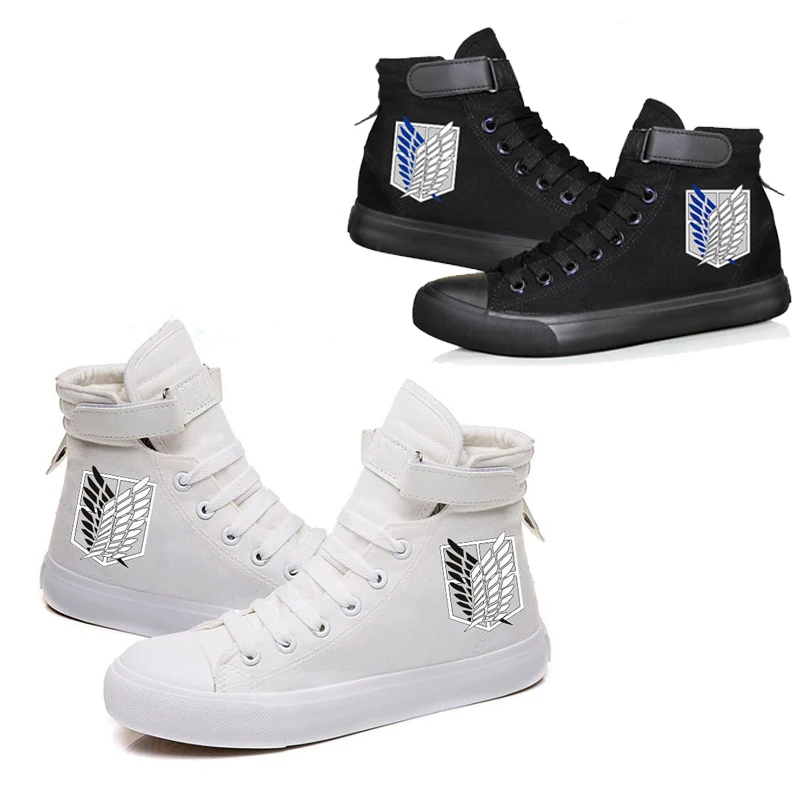 進撃の巨人アニメ男性カジュアルシューズ新しいハイトップシューズ学生用通気性キャンバススニーカーヒップホップソフトシューズギフト