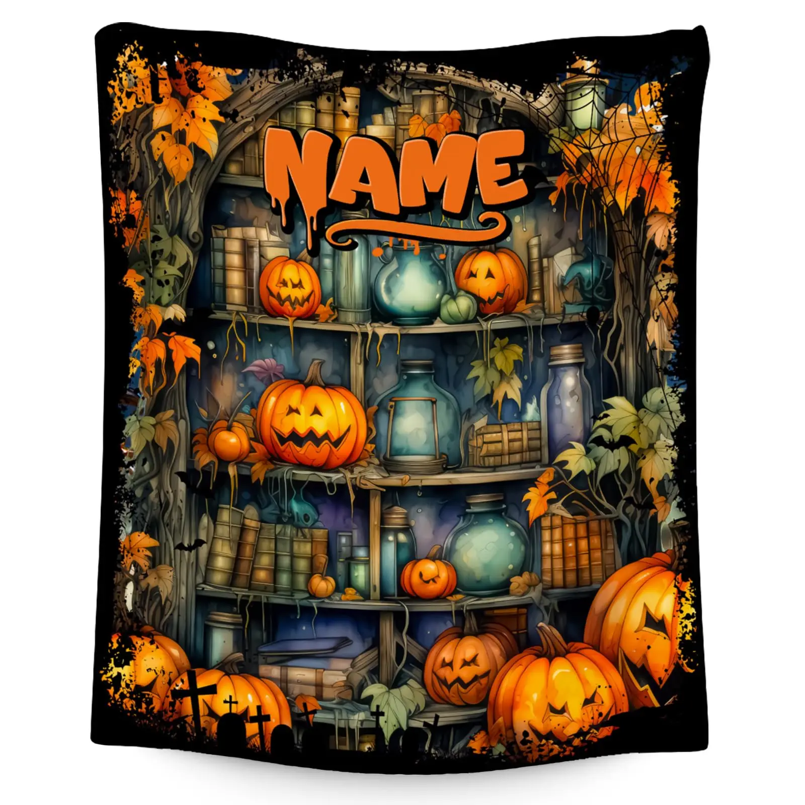 Blankets for Halloween - Customize Pumpkin Blanket - Comfy Cozy Flannel Throws Decor Gifts for Kids