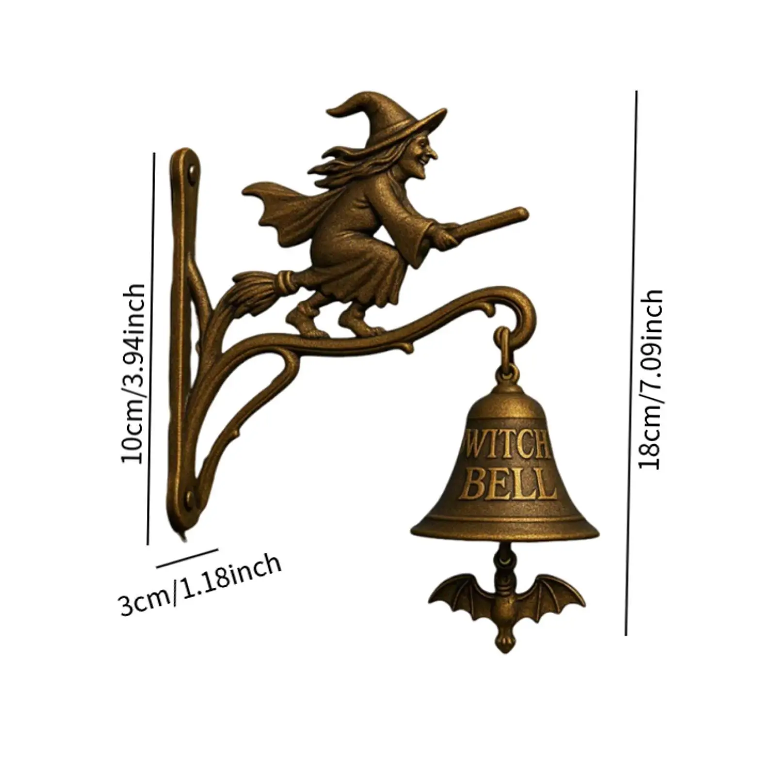 دخول جرس الباب ديكور خمر نمط هالوين الساحرة ركوب مكنسة ريفي عشاء جرس للمنزل داخلي في الهواء الطلق خارج جدار حديقة #6
