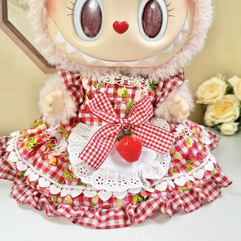 Ropa para muñecas adecuada para vestido de palacio Floral verde Mokoko de 38cm, conjunto de accesorios con pinza para el pelo, juguete de diseño creativo, ropa Labubu