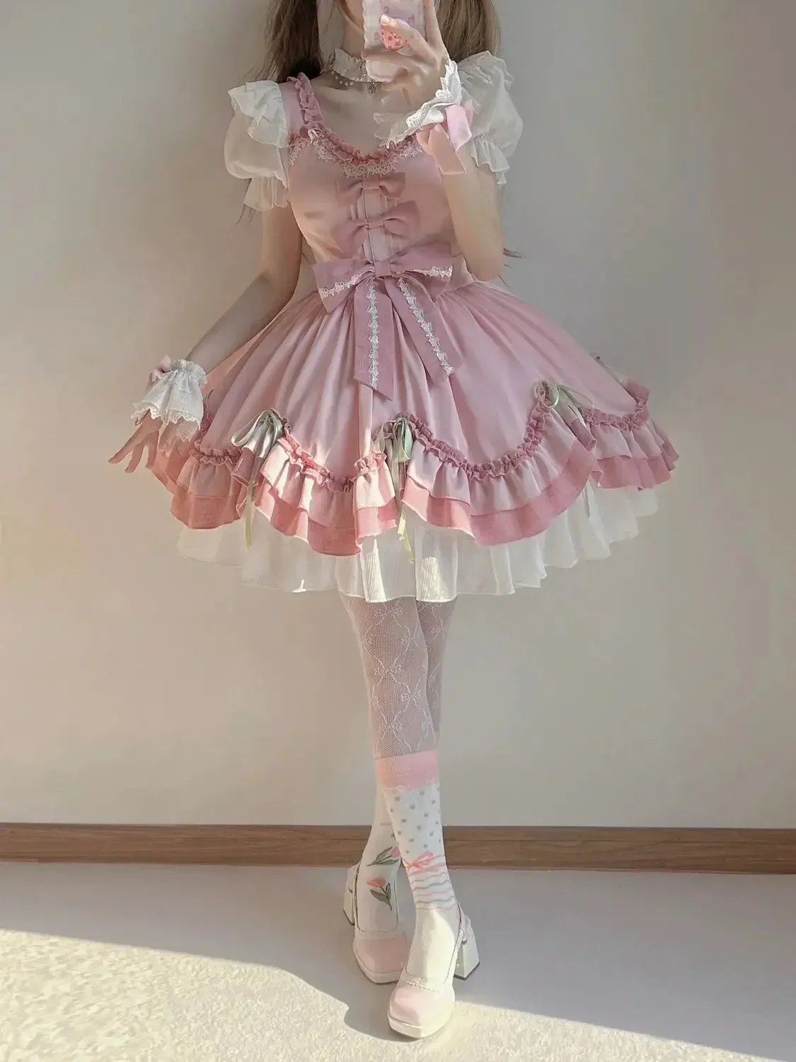 

2025 Coalfell Pink Lovely Summer Lolita Dress Gentle Dress Lolita Soft Girl Big Miss Princess Luo Pengpeng Dress 2025