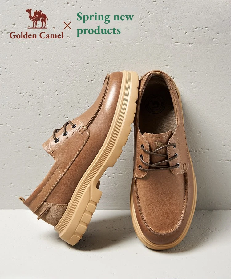 Golden Camel Men's Shoes 2026 Spring Business Casual Soft Sole Leather Shoes Brand Design Low-top Casual Non-slip Loafers Men
