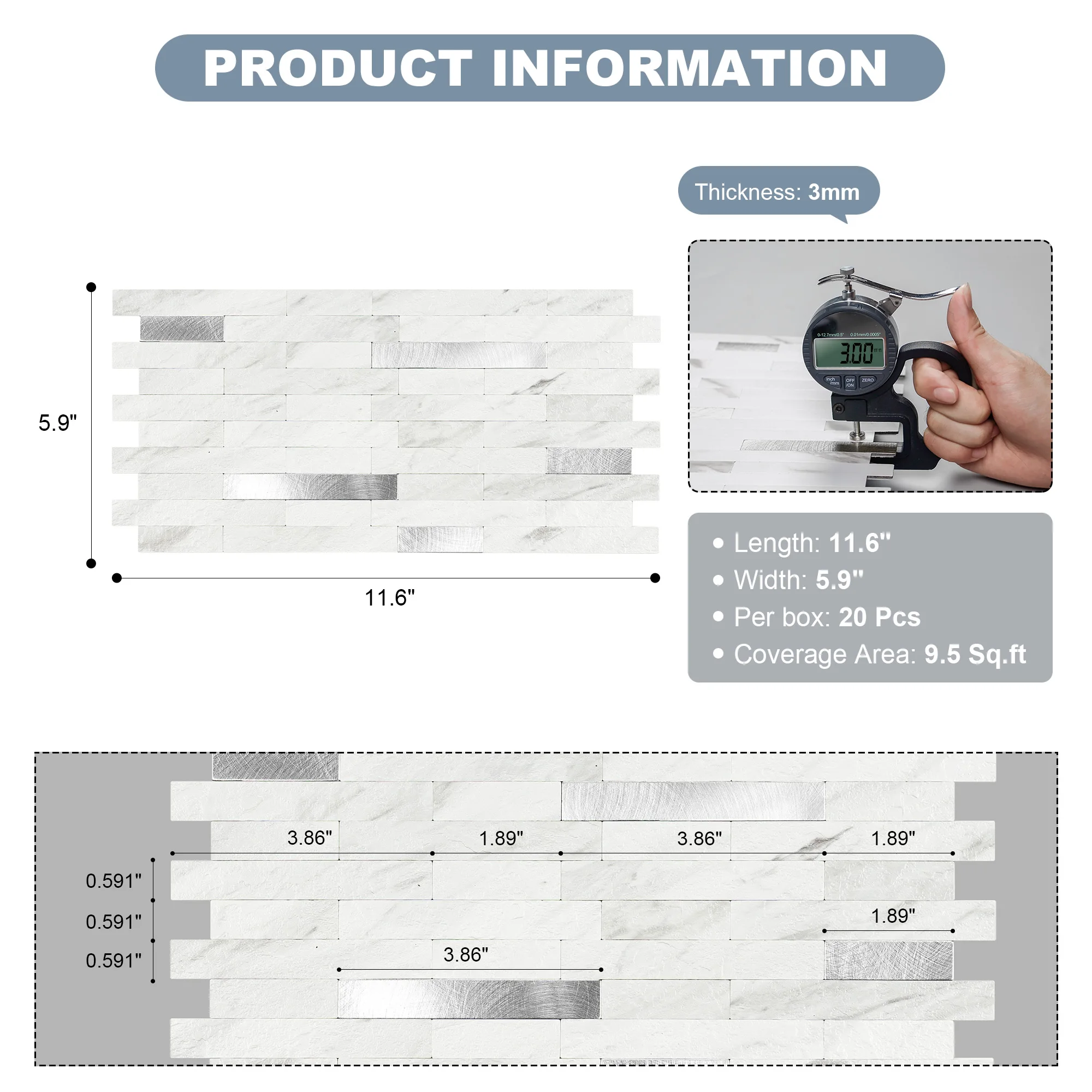 Jeedeson 20 Sheets White Marble Peel and Stick Backsplash Wall Tiles - Faux Stone Self Adhesive for Kitchen DIY Renovation