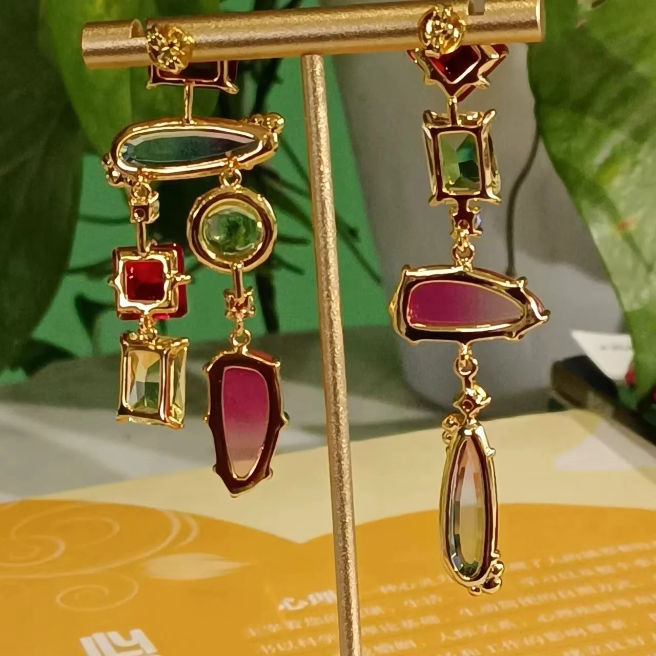 Bilincolor Geometric Square Transparent Colored Cube Water Drop Earrings for Women