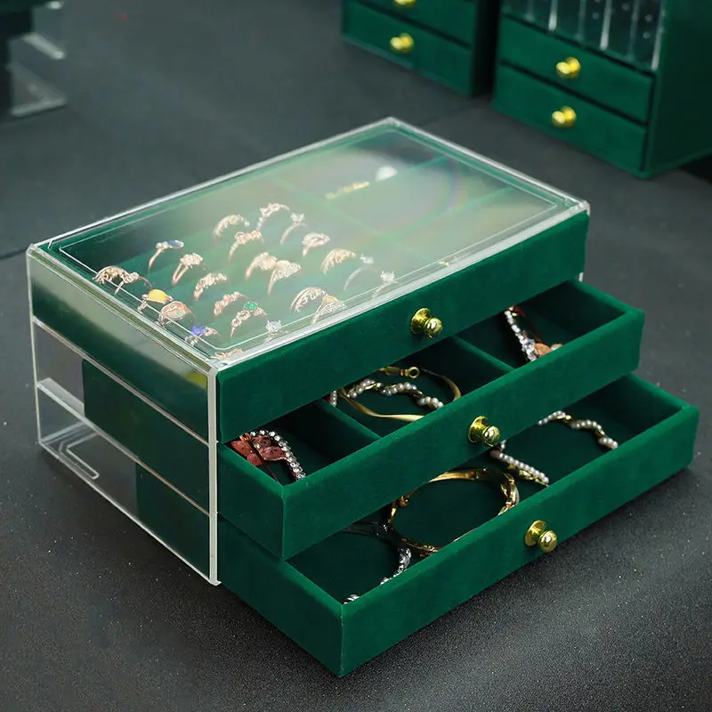 Jewelry Box Organizer Plastic Drawer Ring Necklace Jewelry Boxes Storage for Women Bracelet Earrings Display Holder Accessories